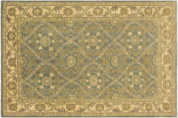 handmade Transitional Kafkaz Chobi Ziegler Lt. Blue Ivory Hand Knotted RECTANGLE 100% WOOL area rug 4 x 6